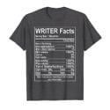 Mens Writer Facts Storyteller Nutrition Information T-Shirt Large Dark Heather