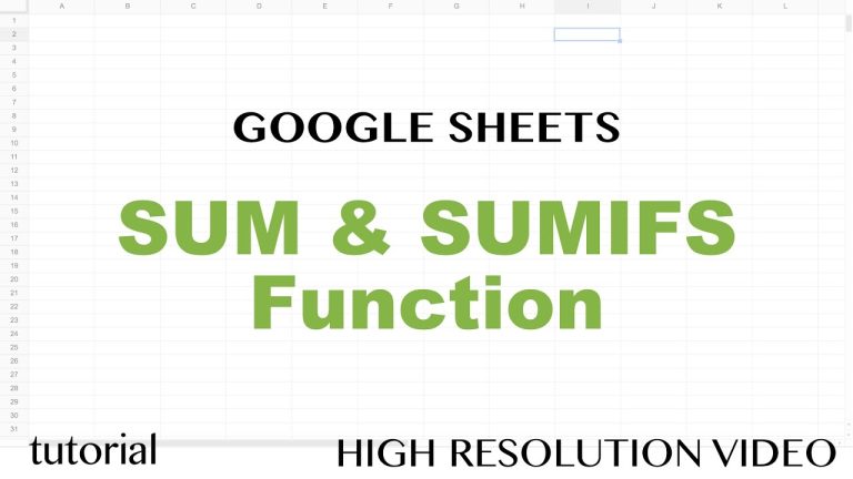 How to Use SumIf in Google Sheets